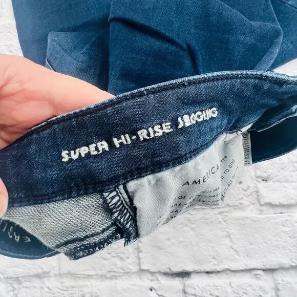 American‎ Eagle Jeans Women 4 Regular Blue Dark Wash Super High Rise Jegging - Picture 4 of 11